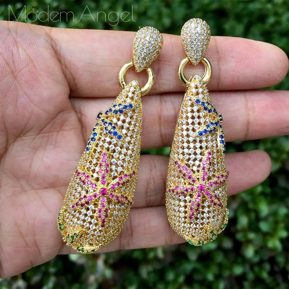 ModemAngel разноцветные кубические циркониевые серьги для женщин модные свадебные