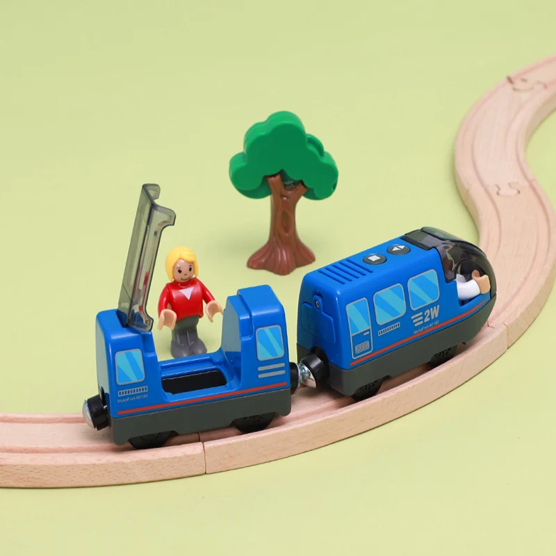 Locomotora con bater&iacute;a para ni&ntilde;os y ni&ntilde;as, tren el&eacute;ctrico tipo bala con motor potente, apto para pista de madera, regalo-2
