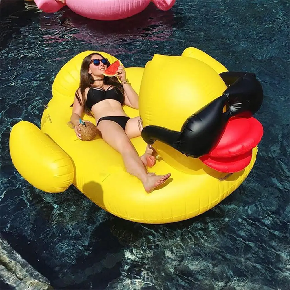 

Giant Sunglass Inflatable Yellow Duck Swimming Ring Float Row Water Party Floating Bed Swimming Fun Toys For Adults