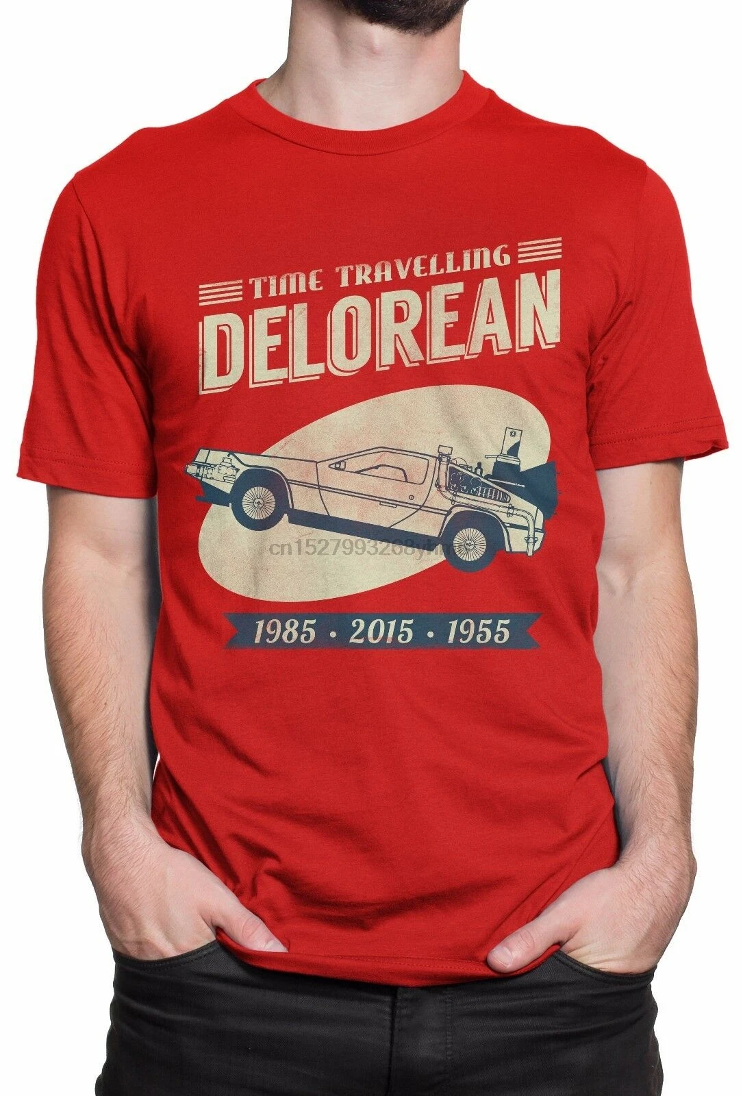 Мужская футболка Delorean-винтажная реклама-рубашка 100% хлопок-красный | одежда