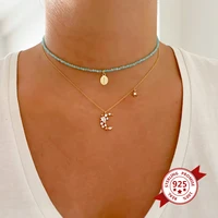simple dainty cz gold silver color moon chain necklace 925 sterling silver pendant necklace for women minimalist necklace