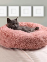 super soft long plush warm pet mat cute lightweight kennel cat sleeping basket bed round fluffy comfortable touch pet products