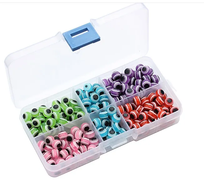 

250 шт. 8 мм разноцветные Круглые бусины в коробке, бусины в форме кошачьего глаза, бусины из смолы с отверстием 1 мм для рукоделия