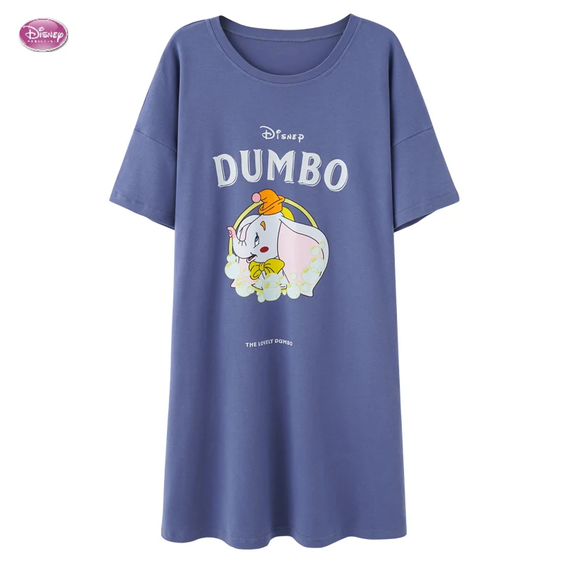 

Disney Dumbo Summer Cotton Nightgowns O-neck Cute Cartoon Women's Sleepwear Nightwear Sleep Nightdress Loose Home Dress Fashion