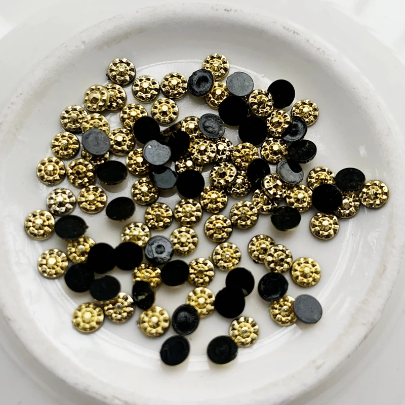 1000 шт. стразы с золотыми кристаллами без горячей фиксации плоским основанием для