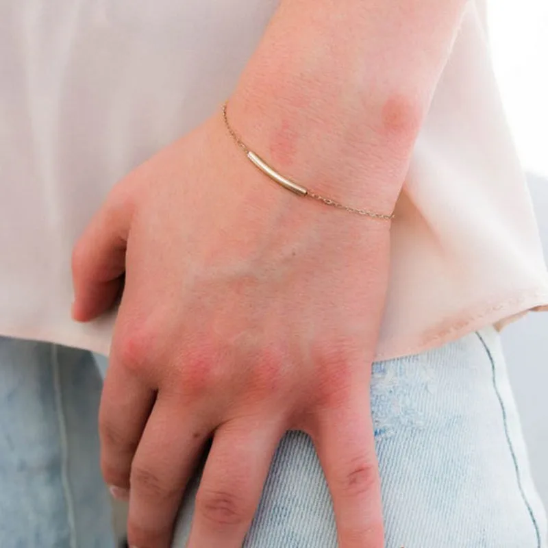 

HebeDeer Simple Bracelet Lady Bracelets Women Tassel European Yellow Gold Color Fashion Jewelry Trendy Stainless Steel Pulseras