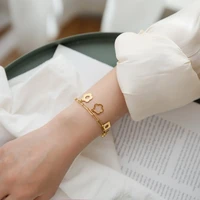 titanium with 14k gold flower charm chains bracelet women stainless steel jewelry designer t show runway gown ins japan korean