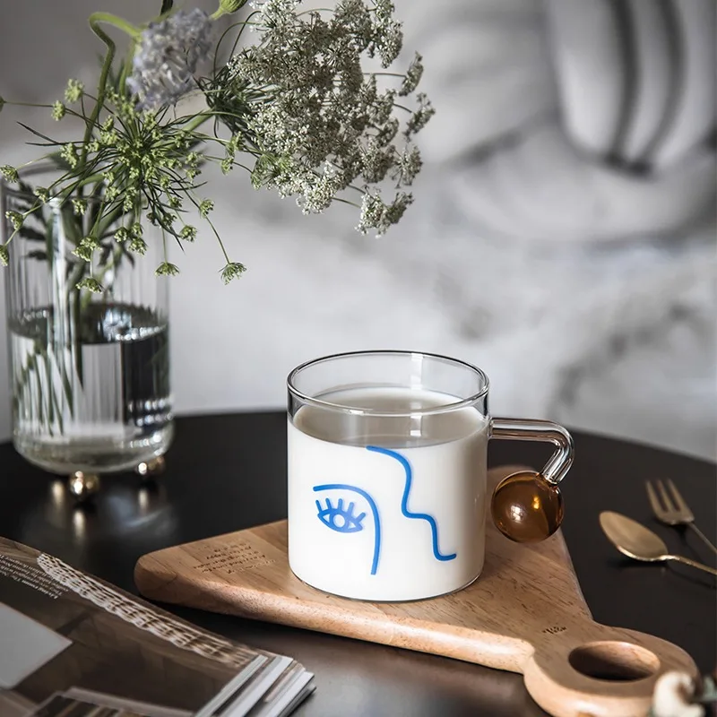 Стеклянная чашка в скандинавском стиле с человеческим лицом бутылка для воды