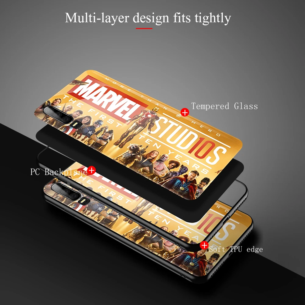 Marvel Avengers for Huawei P9 P10 plus Case P20 P30 pro Glass Tempered For Mate 9 10 20 30 Lite DIY Cover |