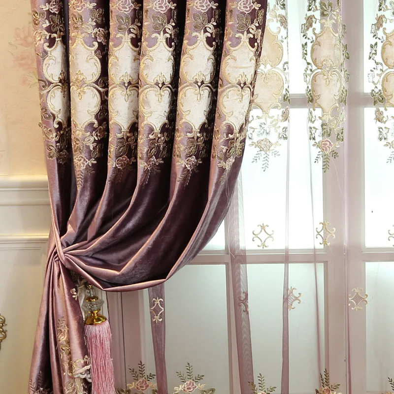 Высококачественные итальянские бархатные вышитые шторы фиолетовые Свадебные