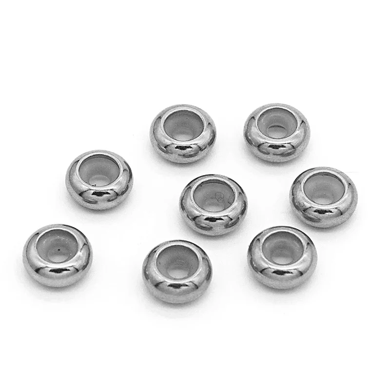 10pcs/lot Dia 8 10mm Big Hole Stainless Steel Beads with Silicone Gold /Steel Color Spacer for Diy Jewelry Making Findings | Украшения и