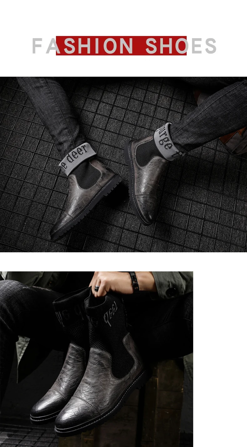 VRYHEID, модные повседневные мужские ботинки, осенне-зимние полуботинки с перфорацией типа «броги», Мужская теплая кожаная обувь с высоким берцем на меху, большие размеры 39-47