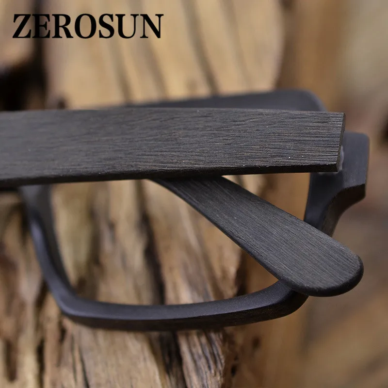 Zerosun Acetate Glasses Frame Men Women Fake Wooden Eyeglasses Man Vintage Square Spectacles Optic Myopia Photochromic Anti Blue |