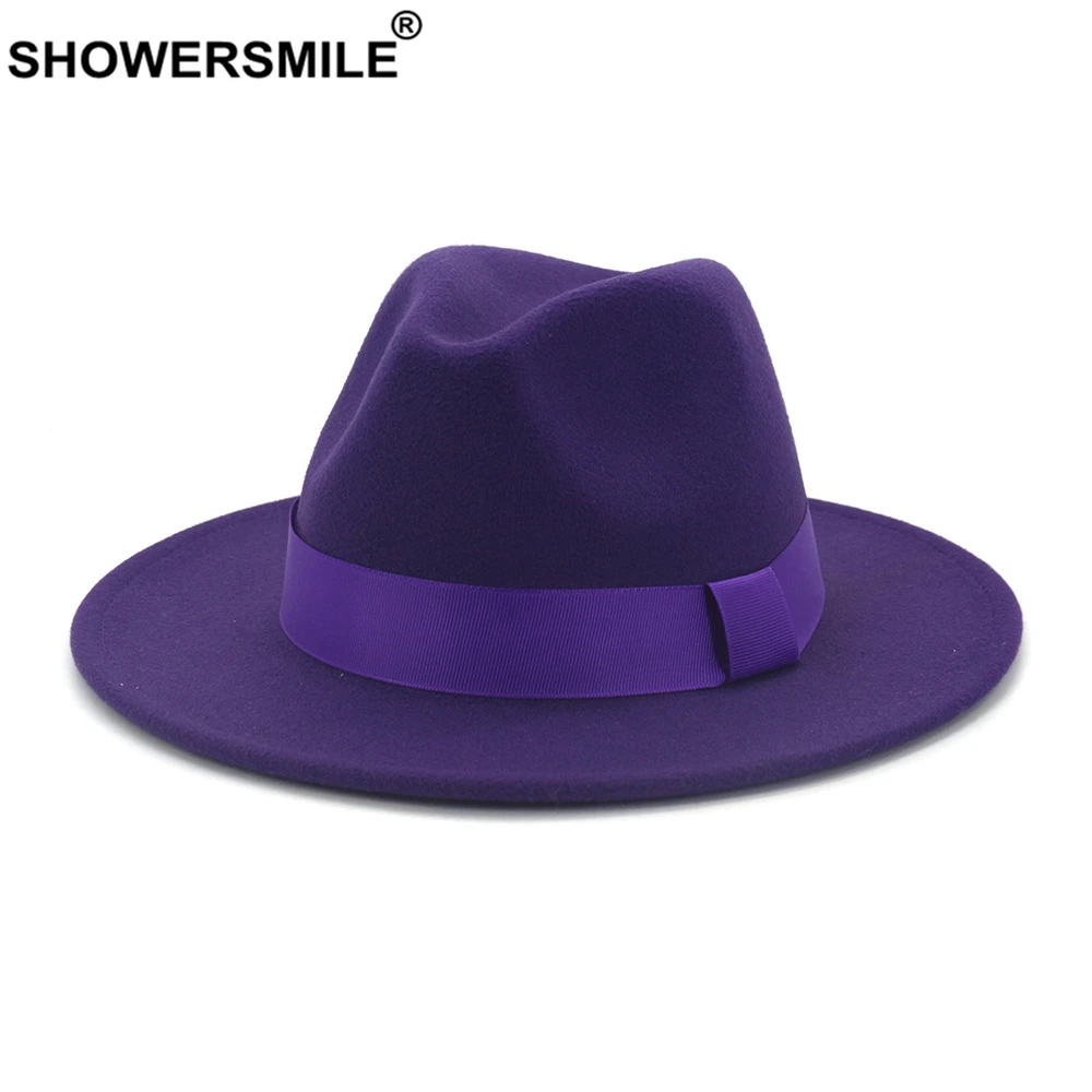 Шляпа SHOWERSMILE для мужчин и женщин фетровая Федора из шерсти с широкими полями в