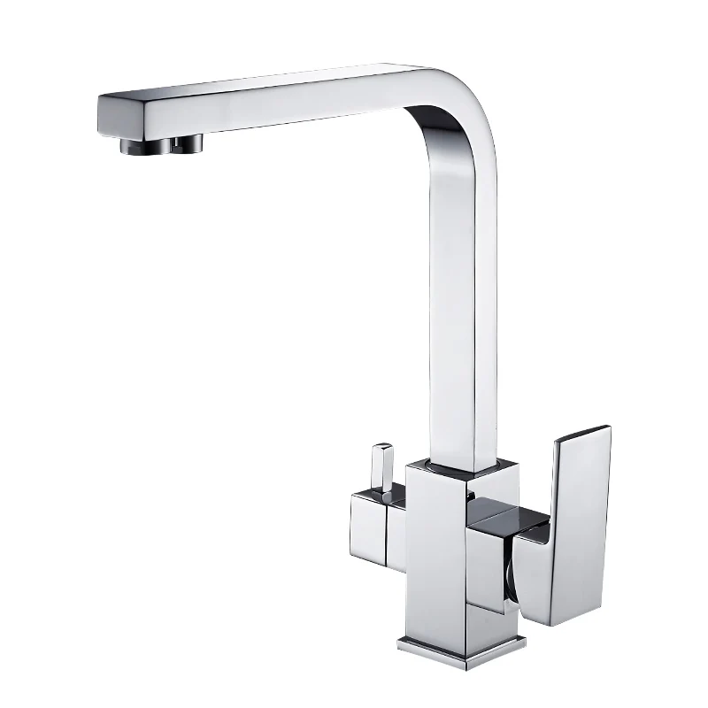

FLG Square Kitchen Faucets Brass Tap 360 Degree Rotation with Water Purification Features Mixer Taps Faucet For Kitchen 1024-33C