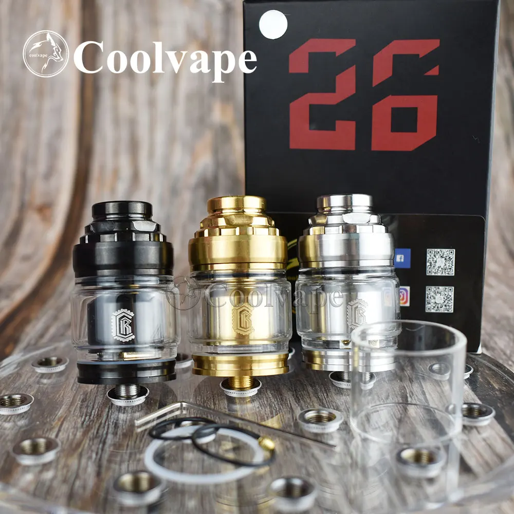 Coolvape 26 RTA бак регулируемый поток воздуха rta Восстановленный мм Диаметр 316ss