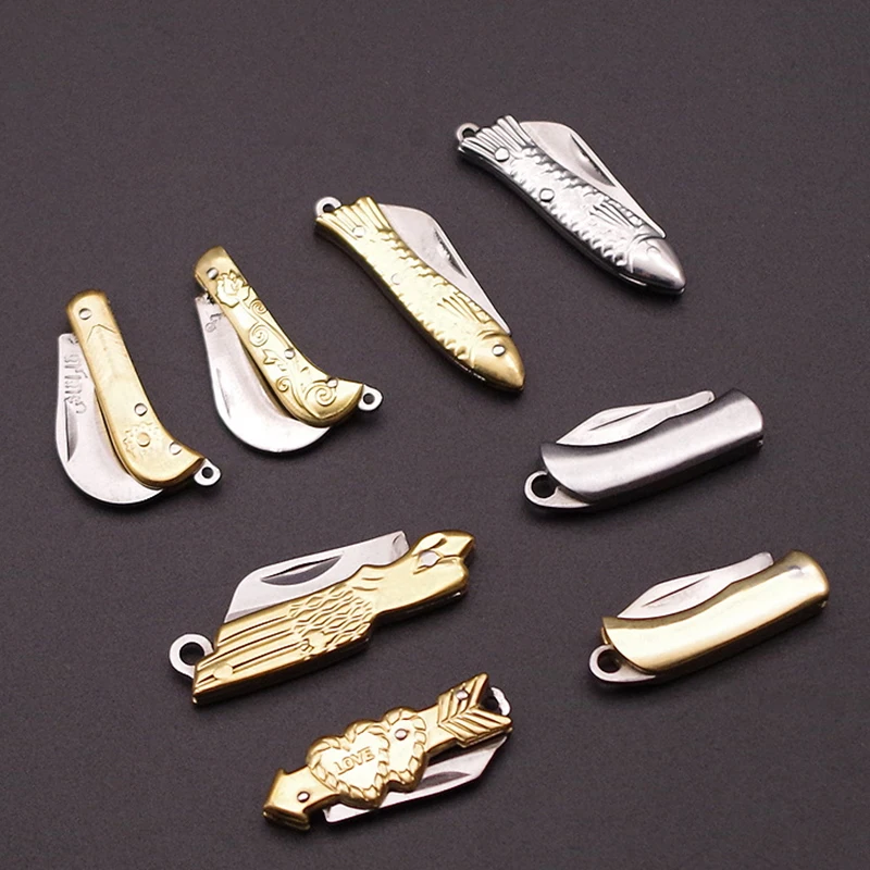 Mini Pocket Knife Folding Brass Keychain Pendant Cleaver Blade Cutter Tool Gift | Украшения и аксессуары