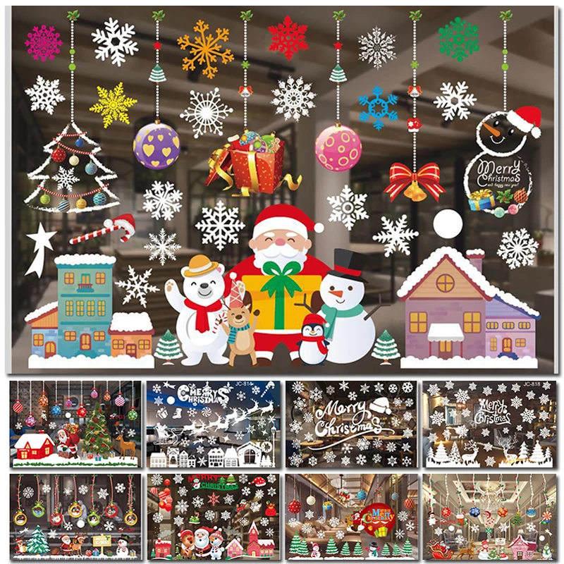 Санта-Клаус Лось Рождественская наклейка s для розничного магазина окна на окно