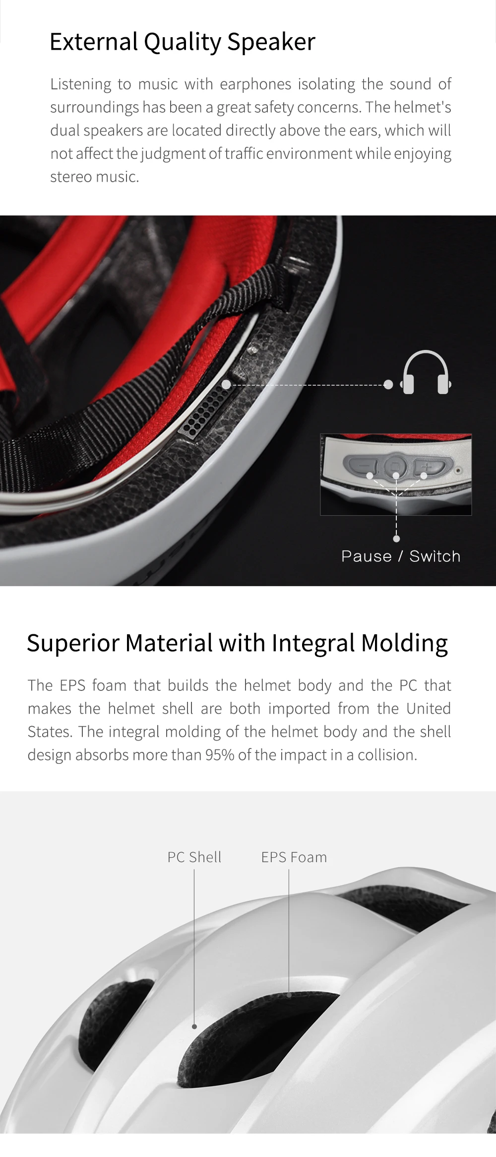 SH20 Smart4u Bluetooth музыкальный шлем для велоспорта, умный велосипедный шлем для гонок, мотоцикла, велосипедный шлем для мужчин и женщин, водонепроницаемый