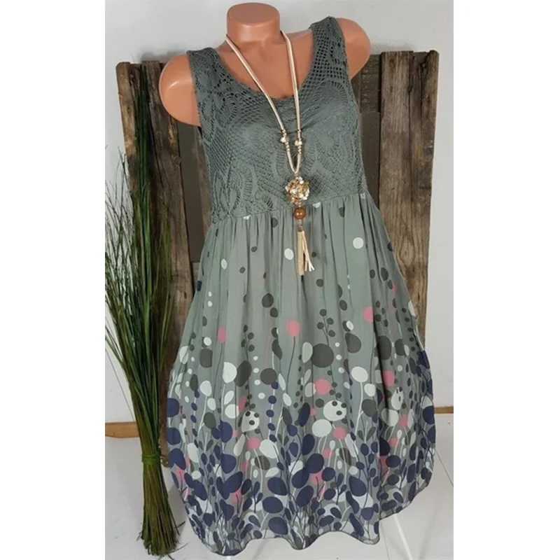 ZOGAA для женщин размера плюс Модное платье без рукавов в винтажном стиле Платье с