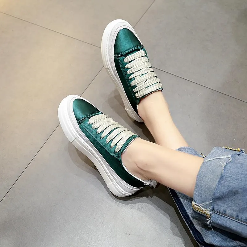 Новинка весенние кроссовки Модная шелковая атласная Женская прогулочная обувь