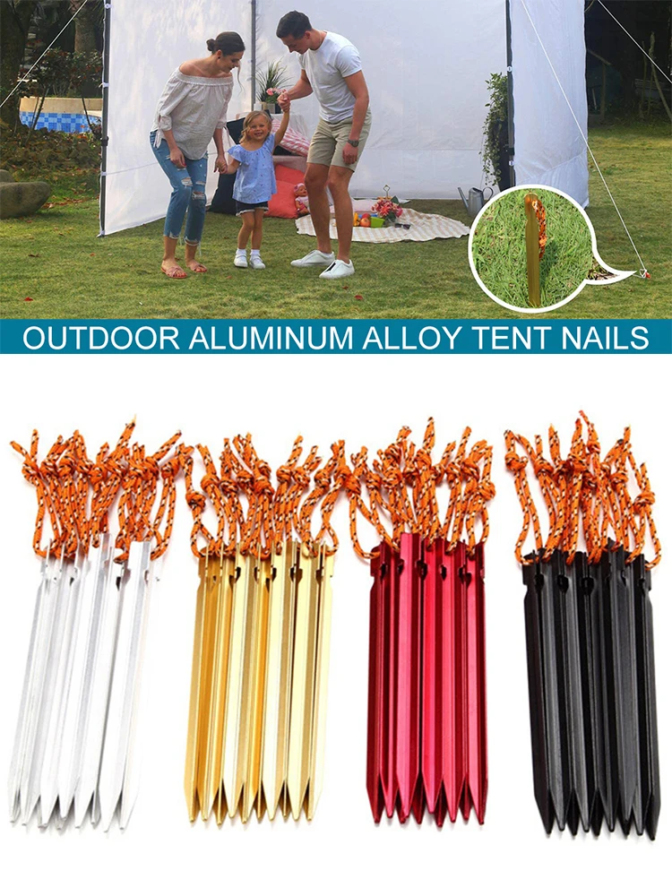 

10pcs Tent Peg Nail Aluminium Alloy Portable Stake for Camping Outdoor Travel Supplies Equipment Tent Accessories