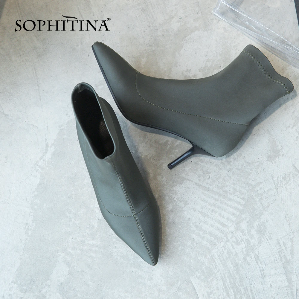 SOPHITINA/пикантные ботинки с острым носком Модные высококачественные шелковые