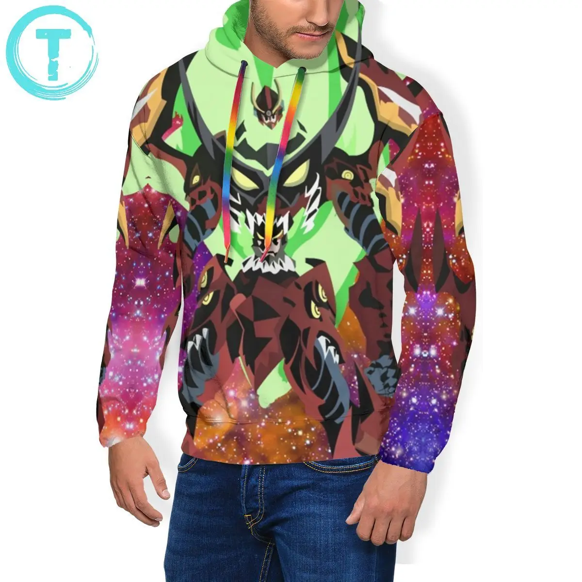 

Gurren Lagann Hoodie Gurren Lagann Hoodies Mens Long Pullover Hoodie Large Polyester White Loose Hoodies