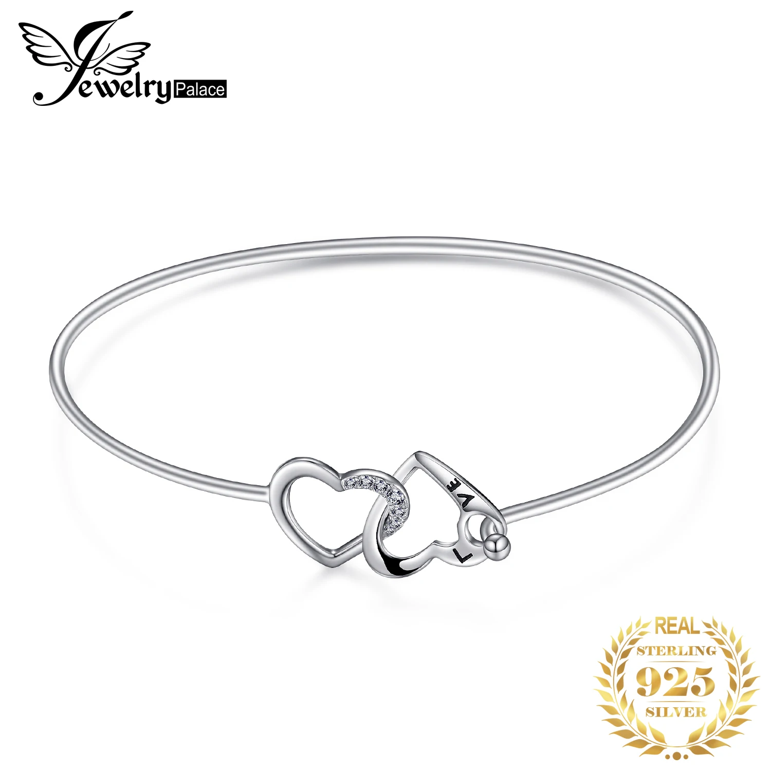 JewelryPalace кубического циркония переплетенные две любовь сердца браслет 925 пробы Серебряный Подарок для новинки женщин Роскошные браслеты