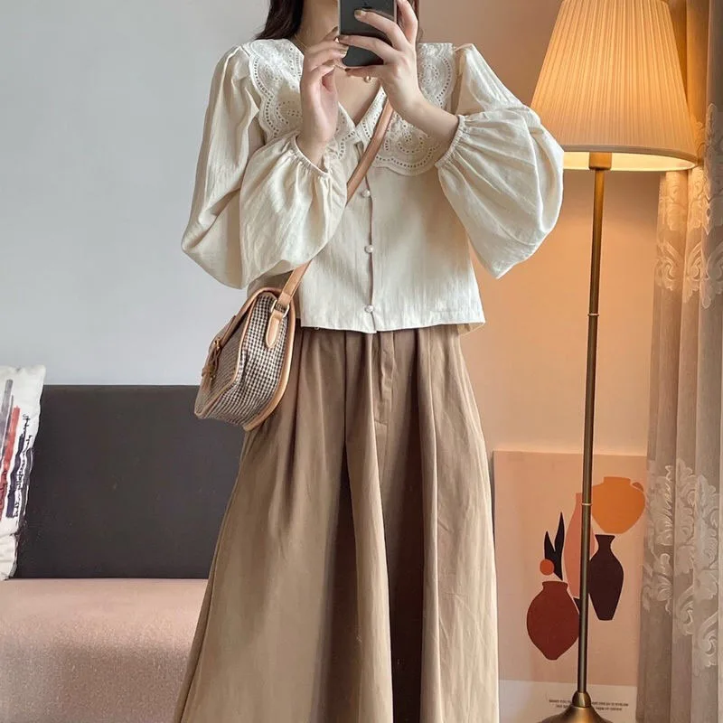 2 Pieces Dress Sets Big Size Women Long Sleeve Button Shirts High Waist Long Skirts Autumn Elegant Fashion faldas verano 2021