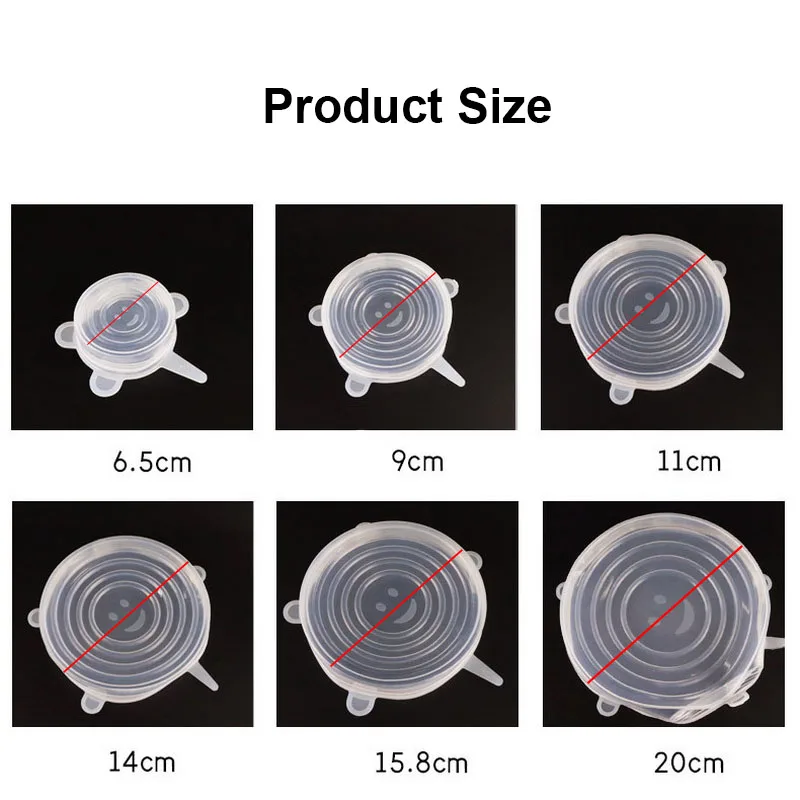 6 шт. кухонные инструменты силиконовые растягивающиеся герметичные бленды для