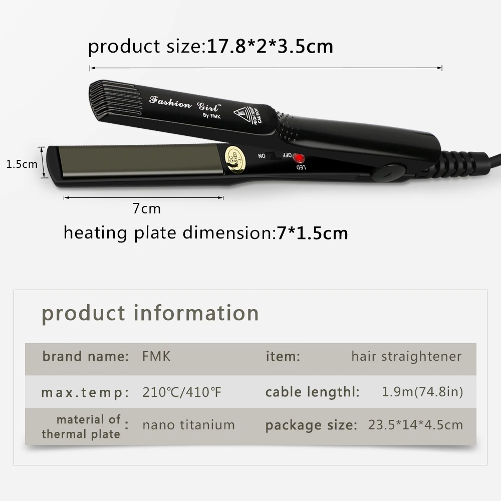 FMK двойной выпрямитель для волос утюжок из нано титана быстрый нагрев