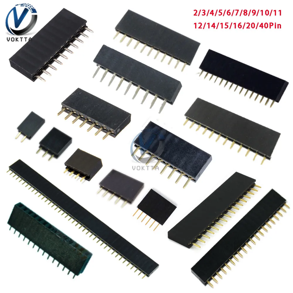 10Pcs 2.54mm Single Row Pin Female Header Socket 2p 3p 4p 5p 6p 7p 8p 9p 10p 11p 12p 14p 15p 16p 20p 40p Connector | Обустройство