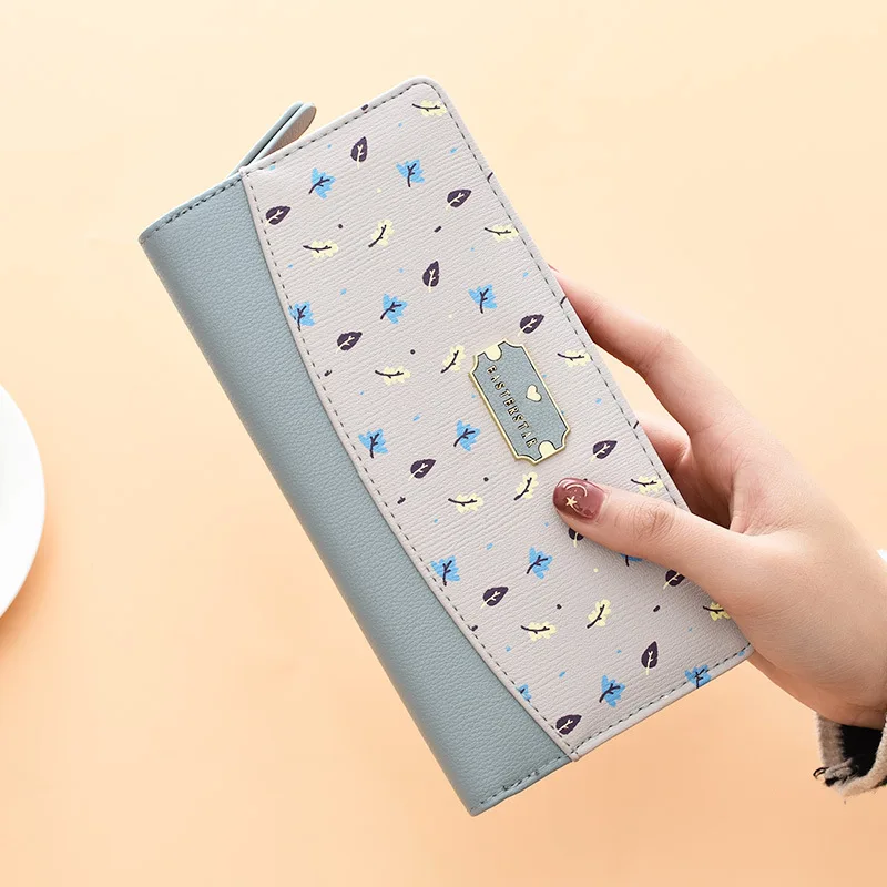 

Floral Zipper Buckle Sweet Fashion Printing Women's Wallet Ladies Long Section Coin Purse Pu Leather Wallet Card Package