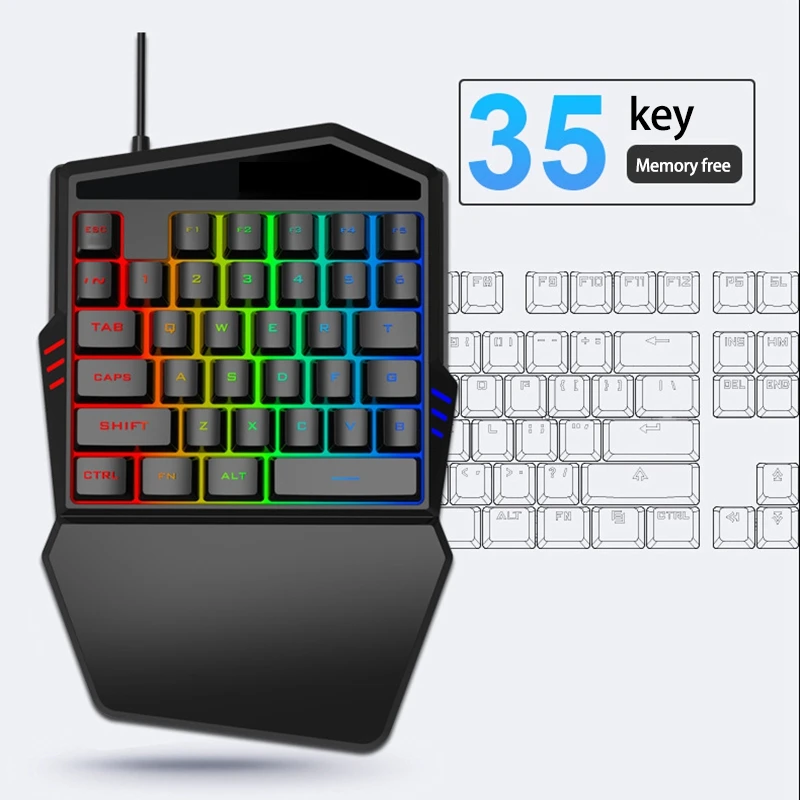 RGB игровая клавиатура с одной рукой 35 клавиш светодиодный мини-клавиатура левой
