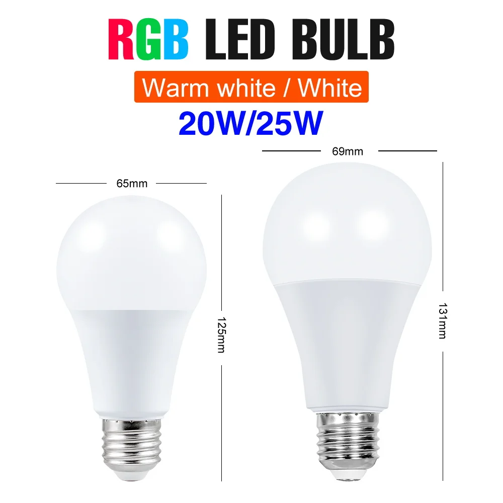 RGB-лампа E27 светодиодная лампа 220 В умная светильник ПА 20 Вт 25 цветная точечная