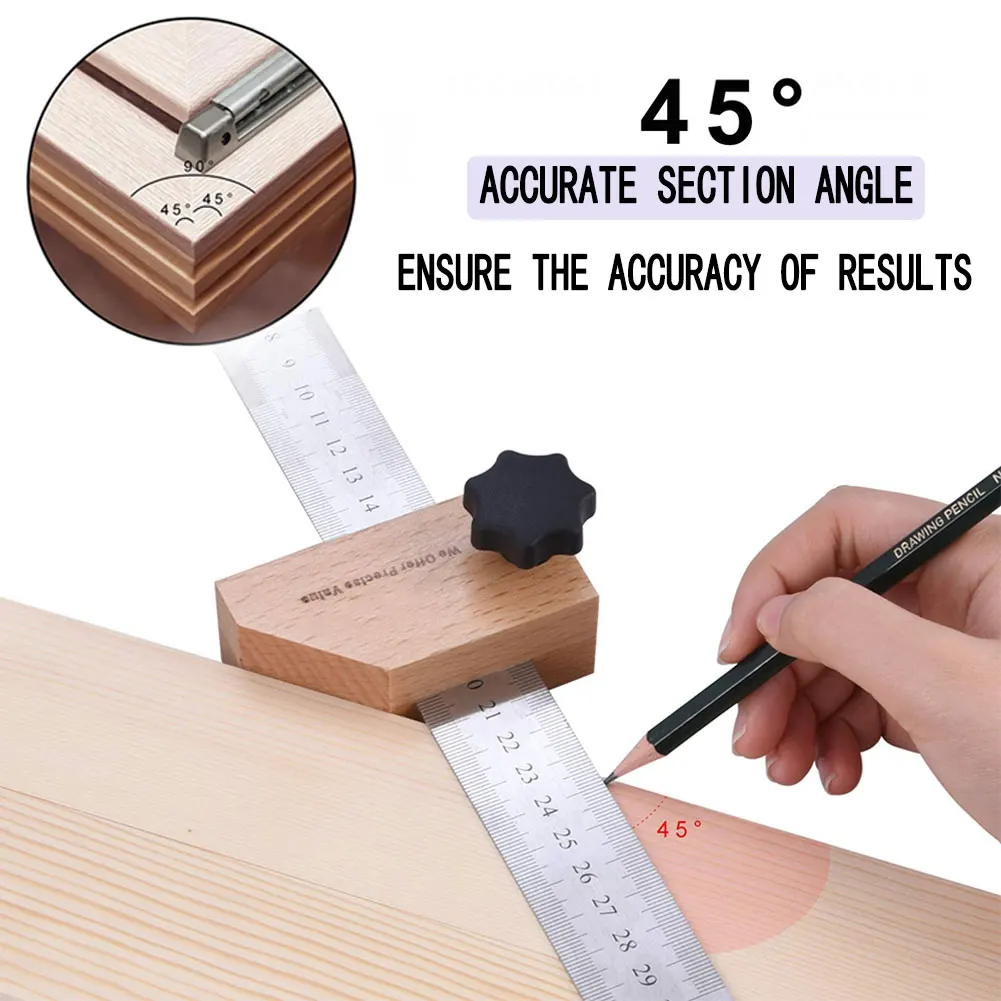 

Стальной линейка; Деревообработка позиционирующий блок 45 90, угловой чернильный маркировочный инструмент для линейки, Столярный чернильный...