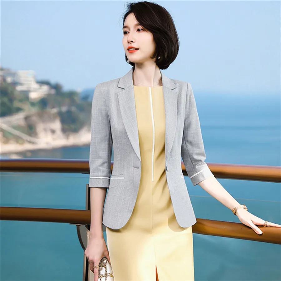 Женский короткий Блейзер в стиле ретро, элегантный тонкий пиджак с короткими рукавами, весна-осень 2020 от AliExpress RU&CIS NEW