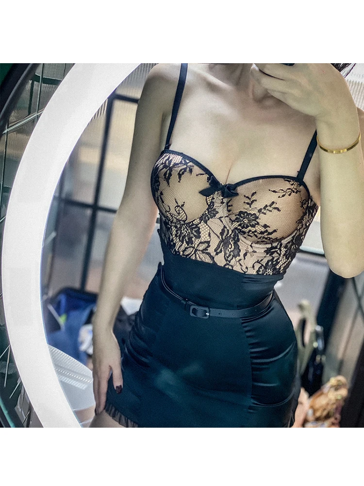 Le Palais Vintage 2020 Original New Complex Production Lace Sexy Fishbone Collect Waist Tight Camis top women | Женская одежда