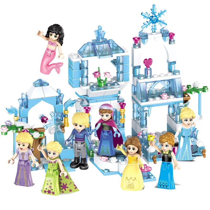 Princess Castle Building Blocks Cinderella Mermaids Elsa Anna Figure Girl Bricks Compatible logoes Friends Toy | Игрушки и хобби