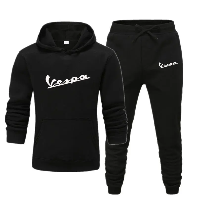 

New men's hoodie suit Vespa sportswear pullover sweater hoodie + sports pants jogging men's pullover 3XL sports suit men