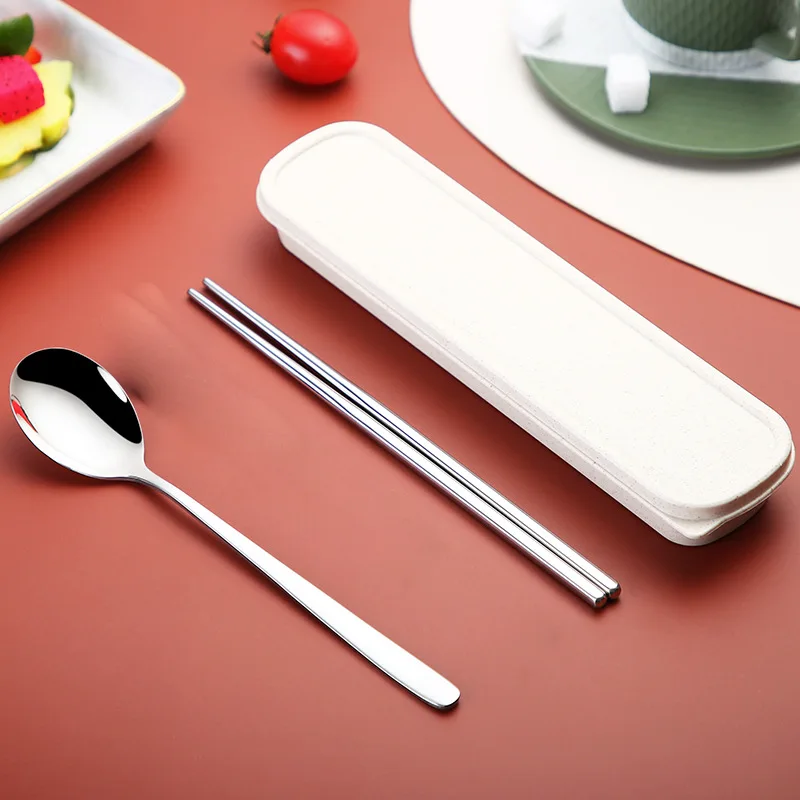 

Portable Elegance 304 Stainless Steel Cutlery Set with Case Spoon Fork Chopsticks Travel Tableware Set