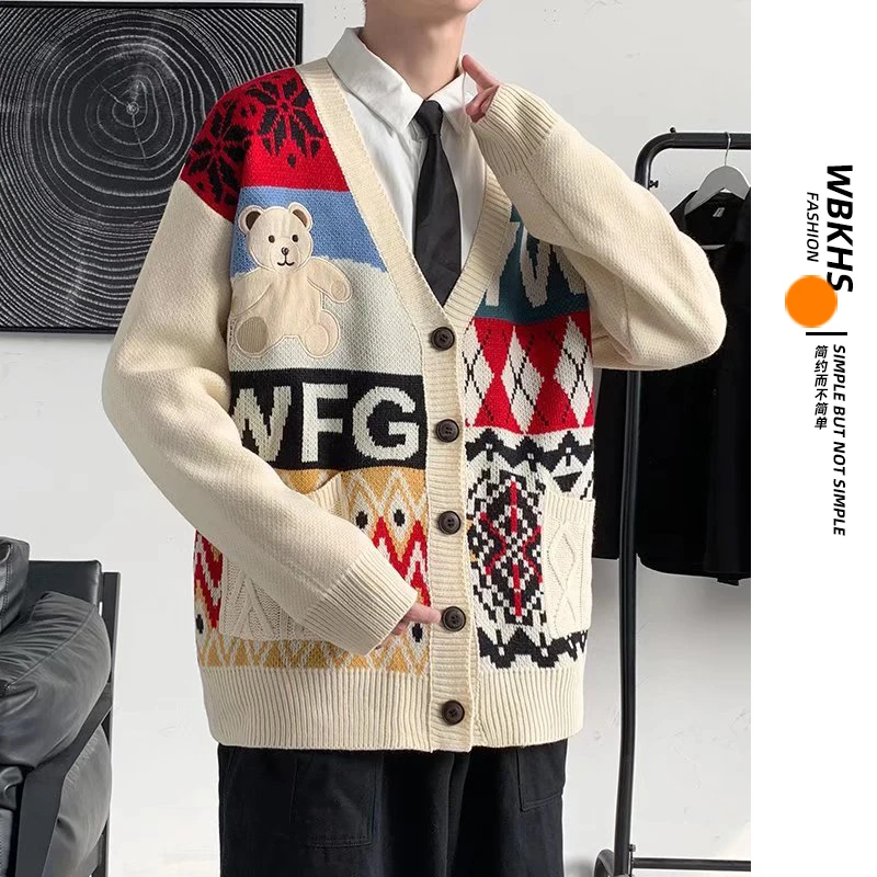 

Мужской новый свитер унисекс, свободный трендовый Универсальный свитер, литературный кардиган в стиле Харадзюку, модный ленивый стиль