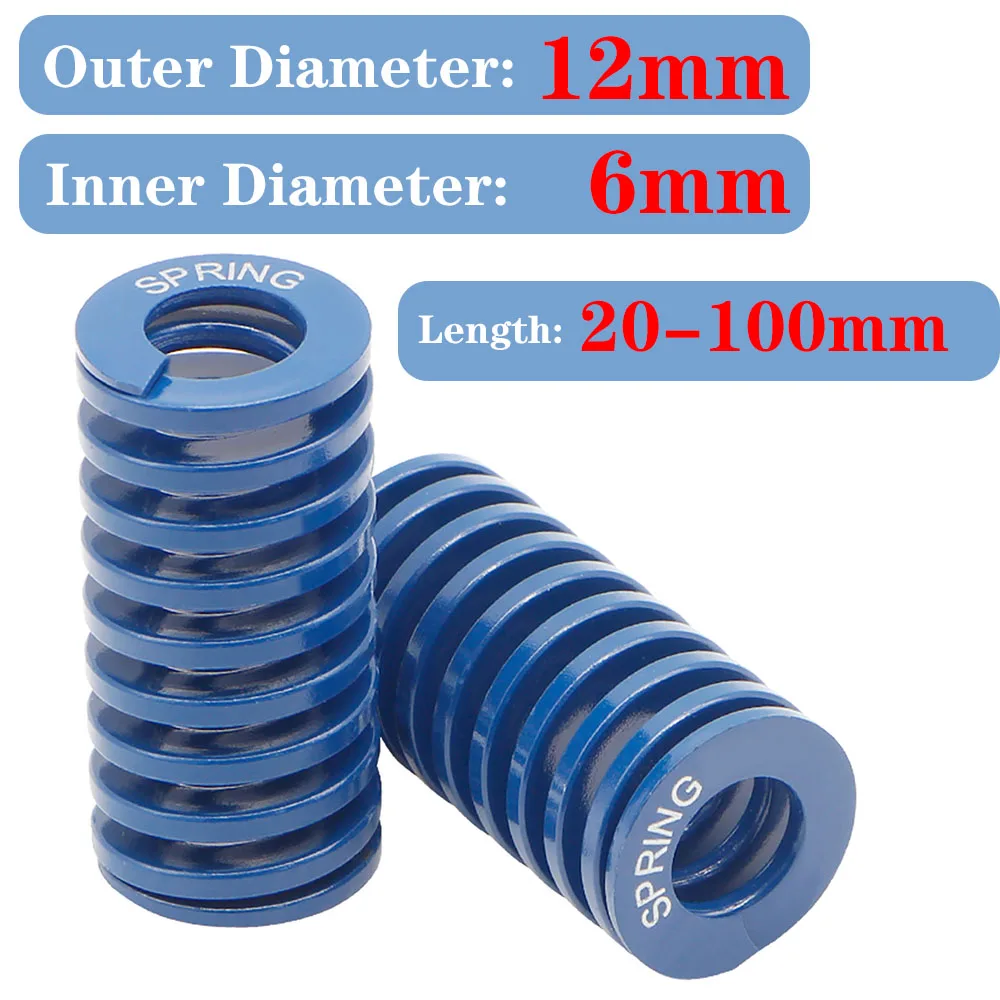 

10 Pieces, Light Load Compression Mould Die Spring, 12mm Outer Diameter, 20-100mm Long, Heated Bed Springs, TL 12*6*L, Blue