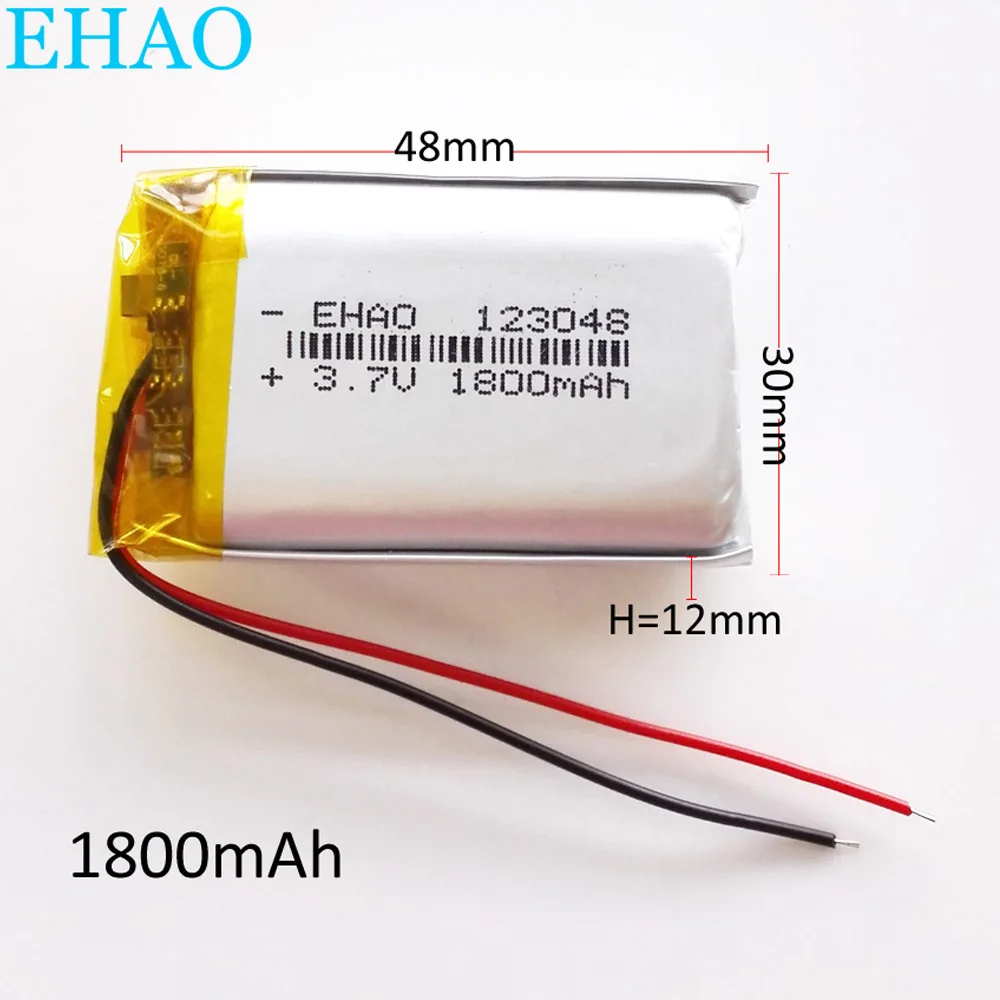 EHAO 123048 3 7 V 1800mAh литий-полимерный LiPo аккумуляторная батарея для Mp3 PAD DVD электронная