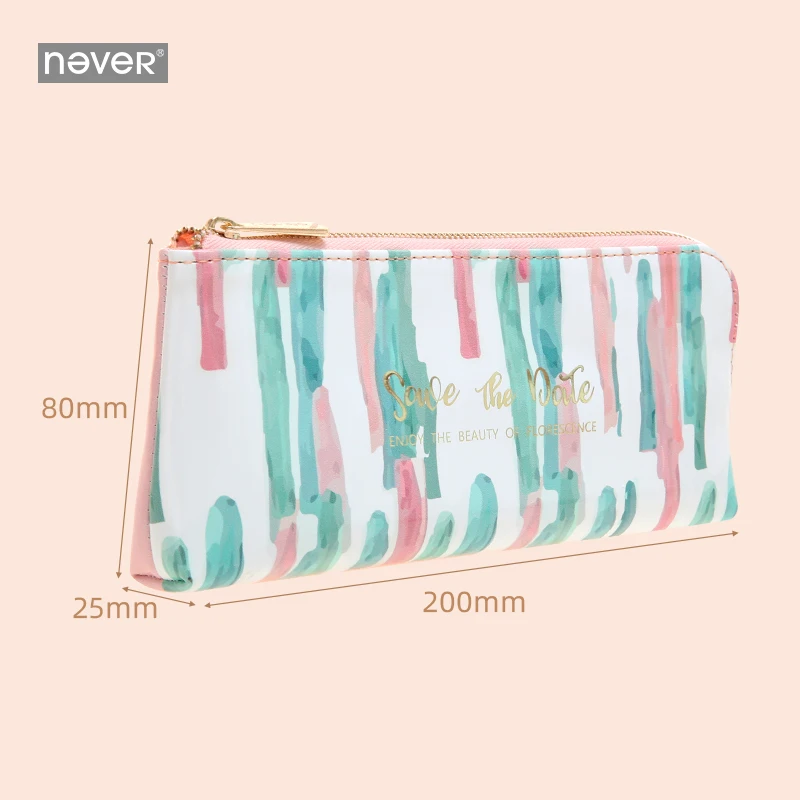 Never Leopard Grain Pen Case Tropic Cute Pencil Pouches Leather Large Capacity Bag School &amp office Supplies Stationery | Канцтовары
