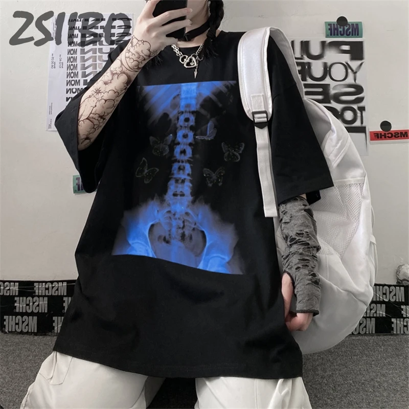 Мужская футболка большого размера в стиле хип-хоп унисекс с принтом бабочки и