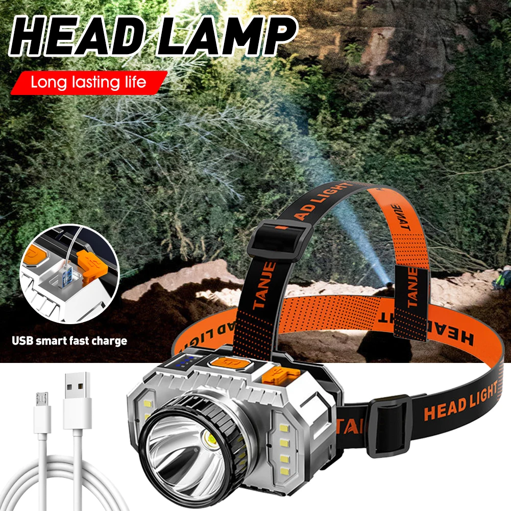 

LED Headlamp Flashlight Waterproof Rechargeable Headlight With Adjustable Headband Outdoor Fishing Cycling Hiking Tool Accessory