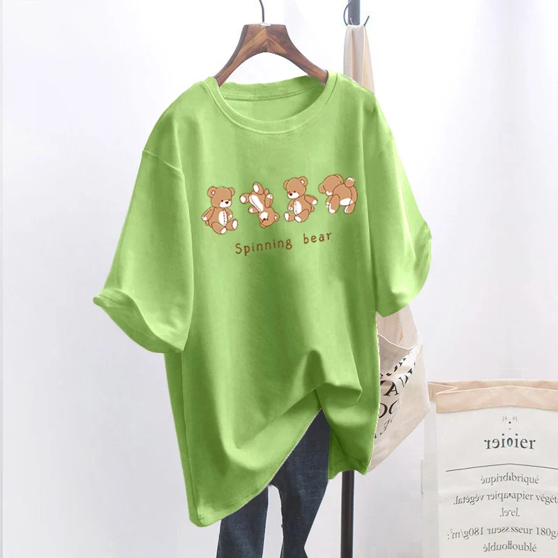 С рисунком из мультфильма Медведь Графический Принт футболки 2021 летняя одежда