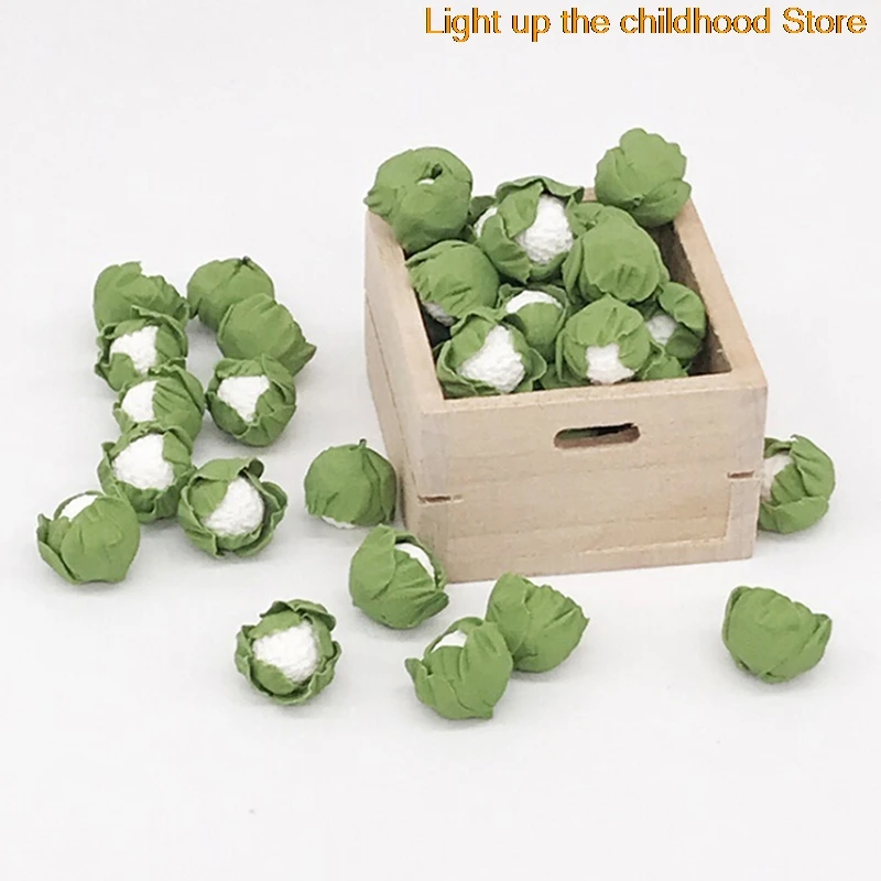 

Mini Realistic Handmade Clay Vegetables Dollhouse Miniatures Cauliflower Chinese Cabbage for Doll Kitchen 5 Pieces